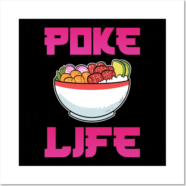 Hawaiian Sushi Poke Life Anime Fish Seafood Aloha Wall Art by amango